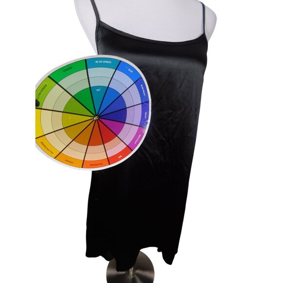 Gracia Womens Black Satin Slip Dress S Minimalist Chic - Picture 11 of 11